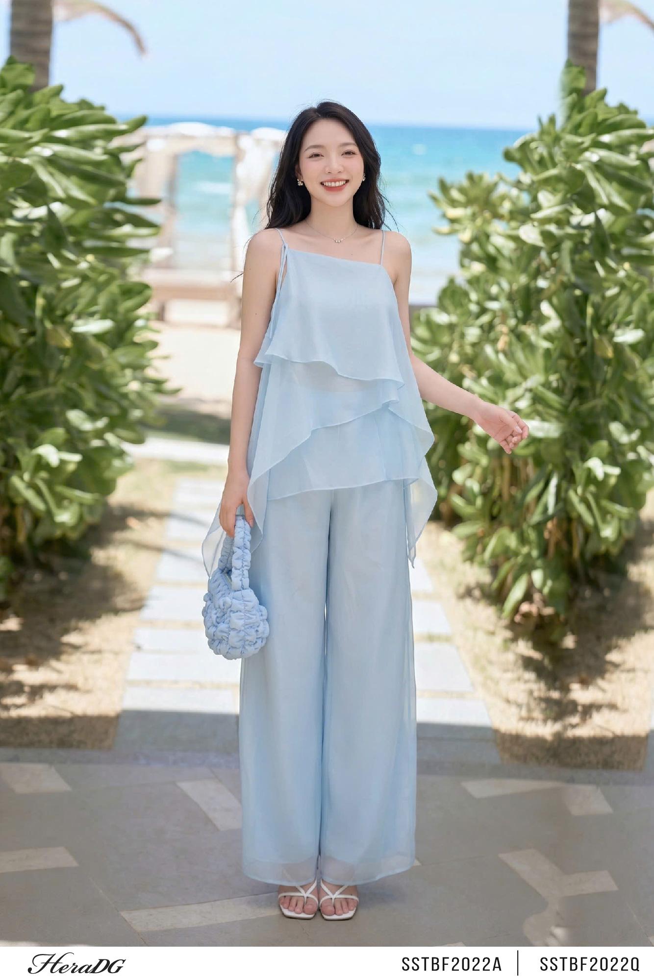 Quần suông 2 lớp xẻ tà