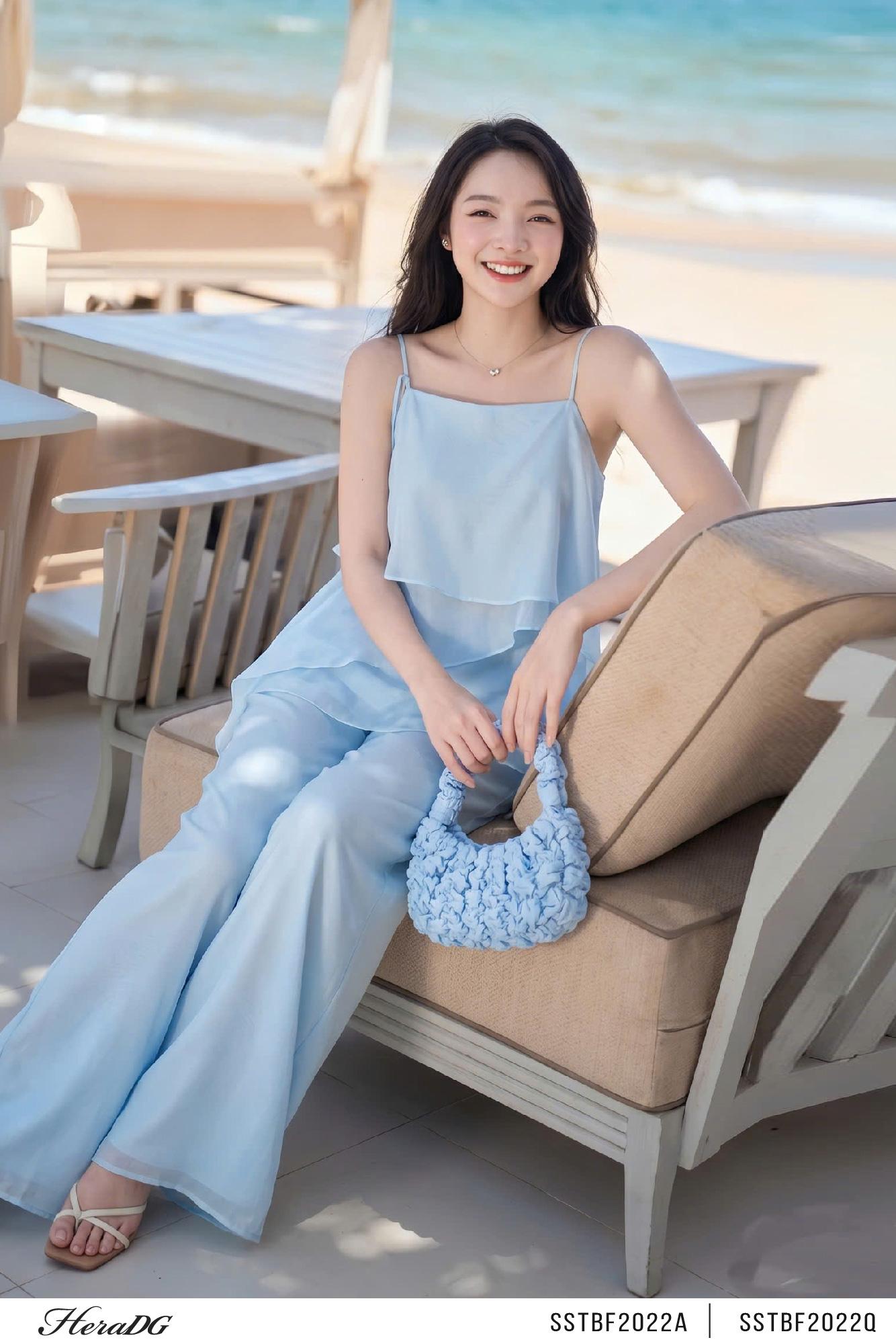 Quần suông 2 lớp xẻ tà