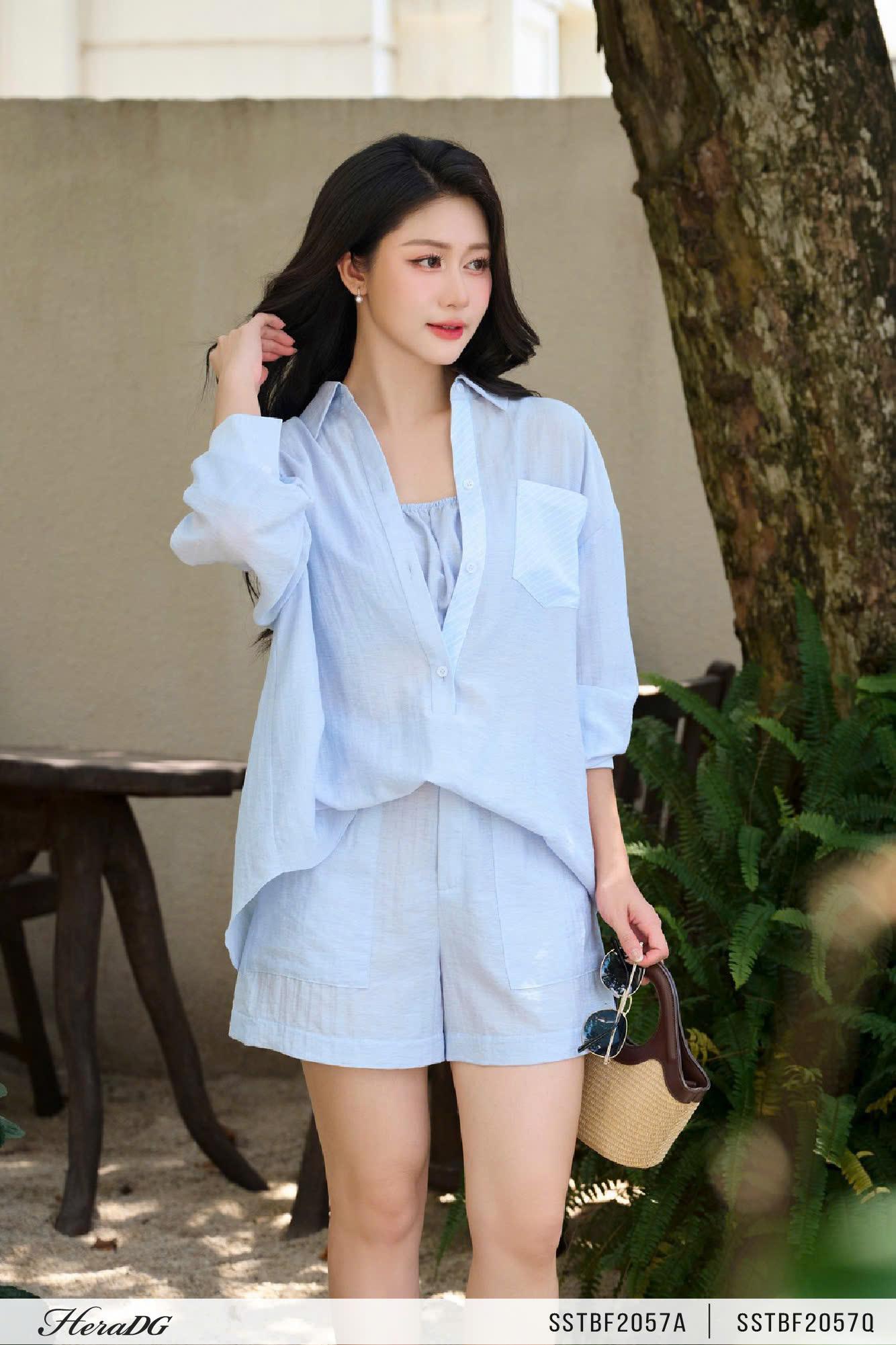 Áo sơ mi phối kẻ