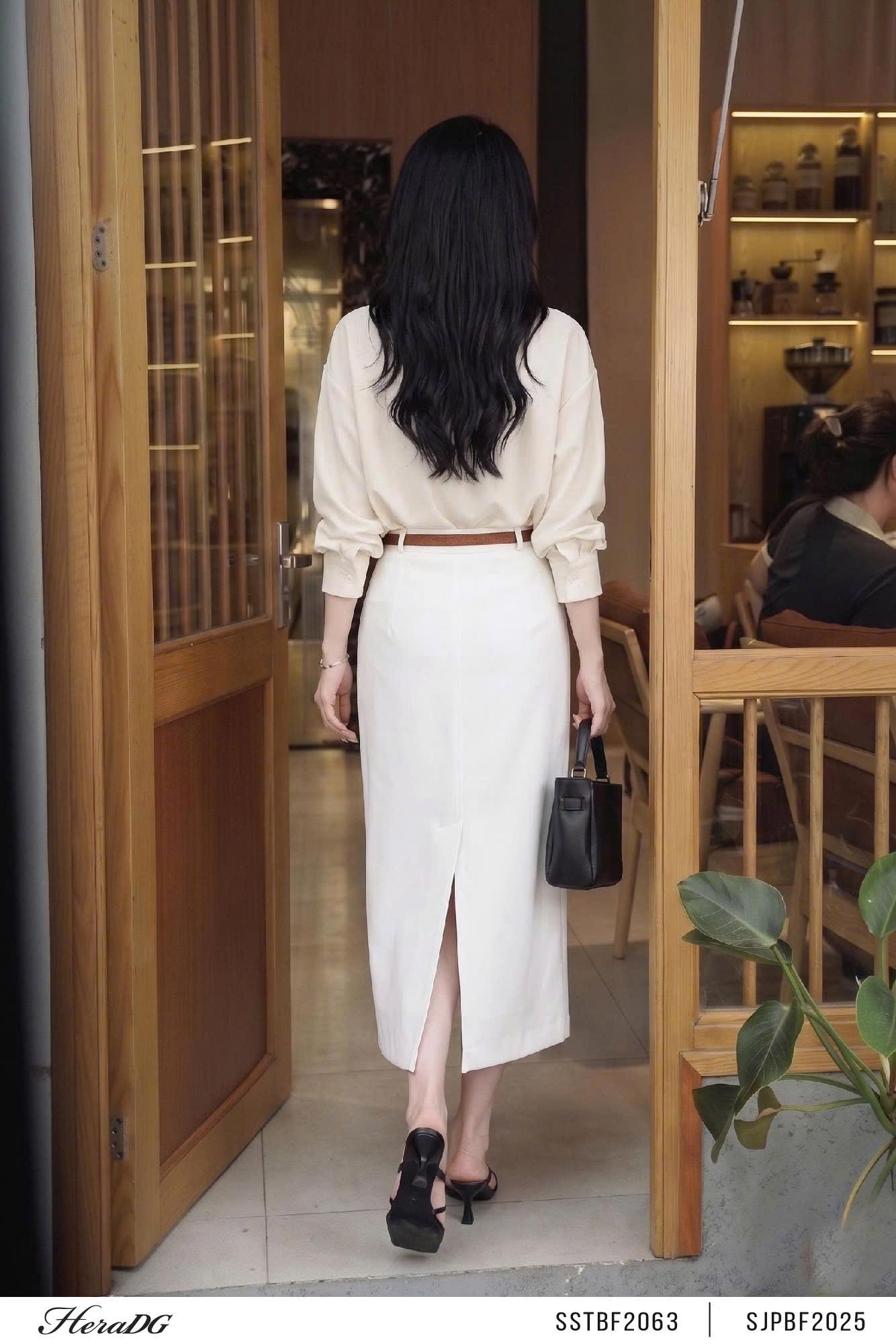 Set áo lụa phối ren