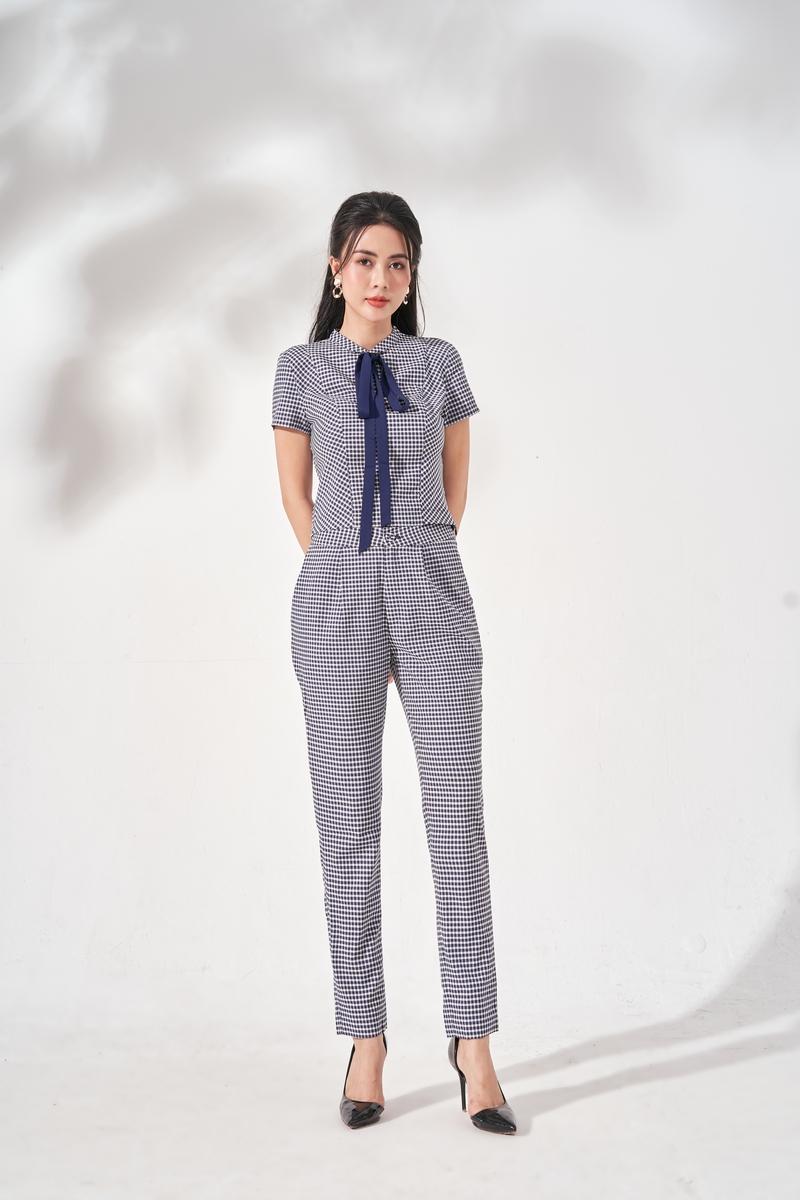 Áo crop cổ nơ