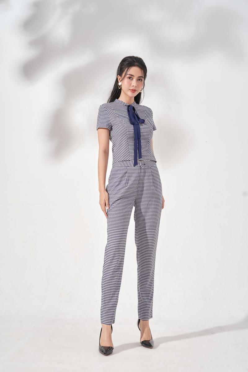 Áo crop cổ nơ