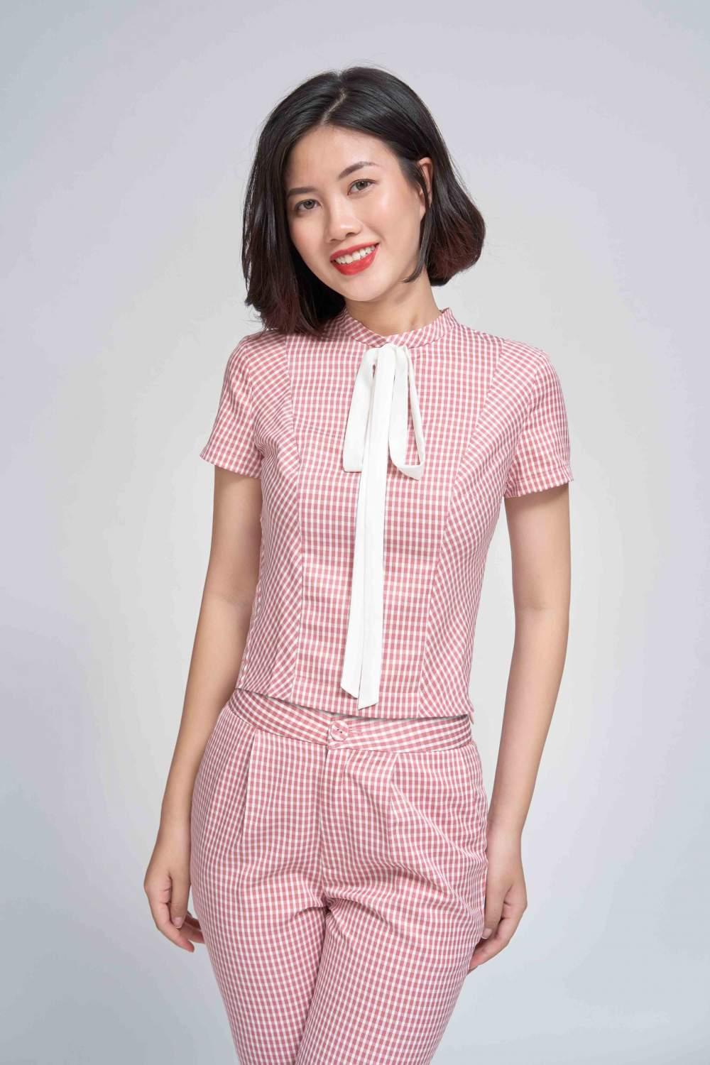 Quần kẻ ống côn
