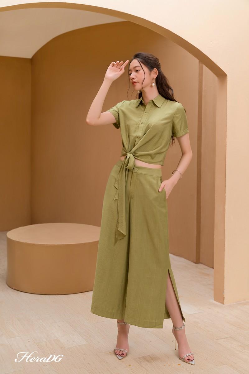 Áo kiểu vạt buộc lệch