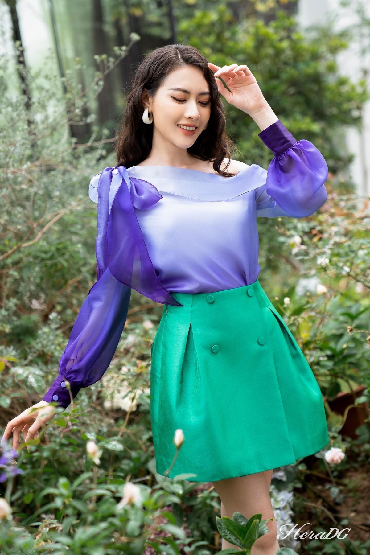 Áo lệch vai thắt nơ