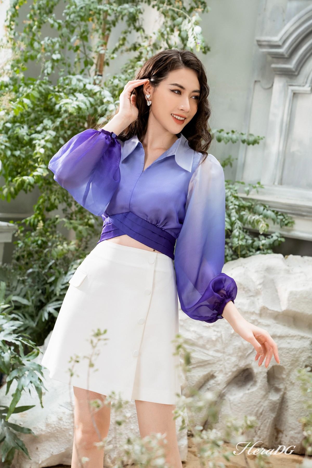 Áo dài tay thắt nơ sau