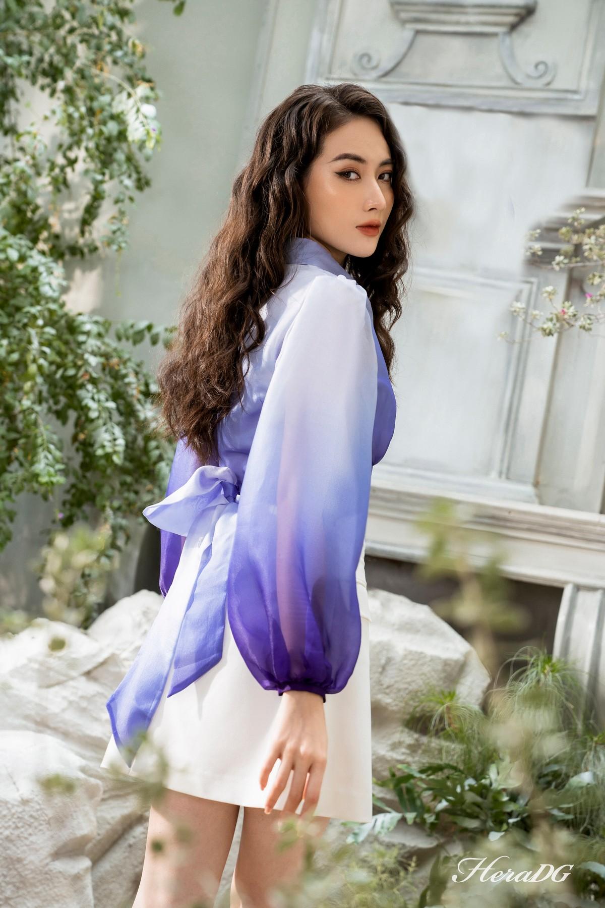 Áo dài tay thắt nơ sau
