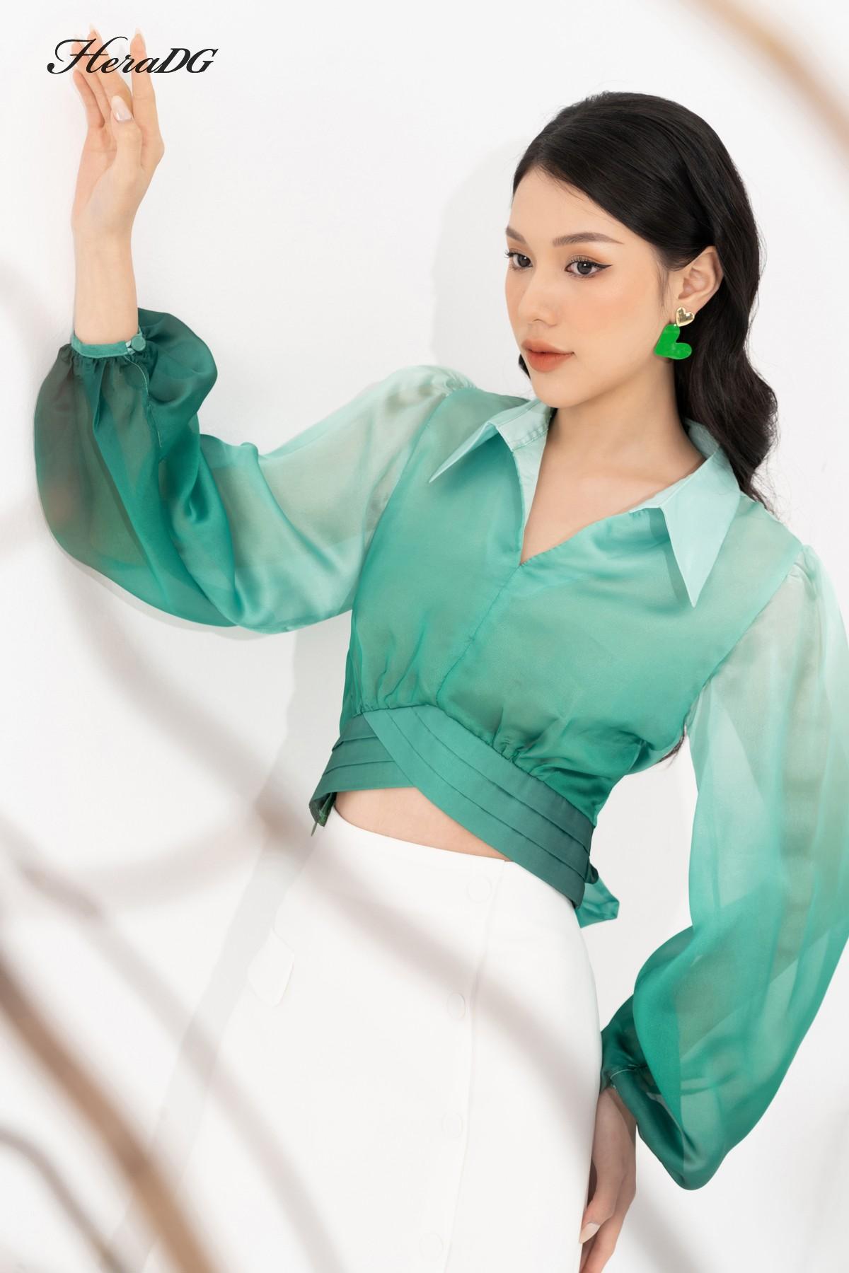 Áo dài tay thắt nơ sau