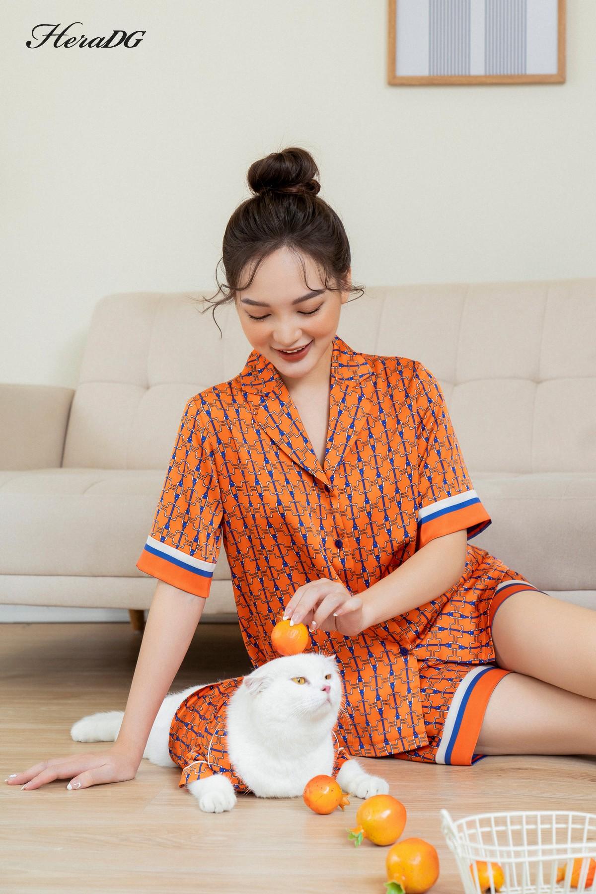 Bộ pijama ngắn tay can phối tay