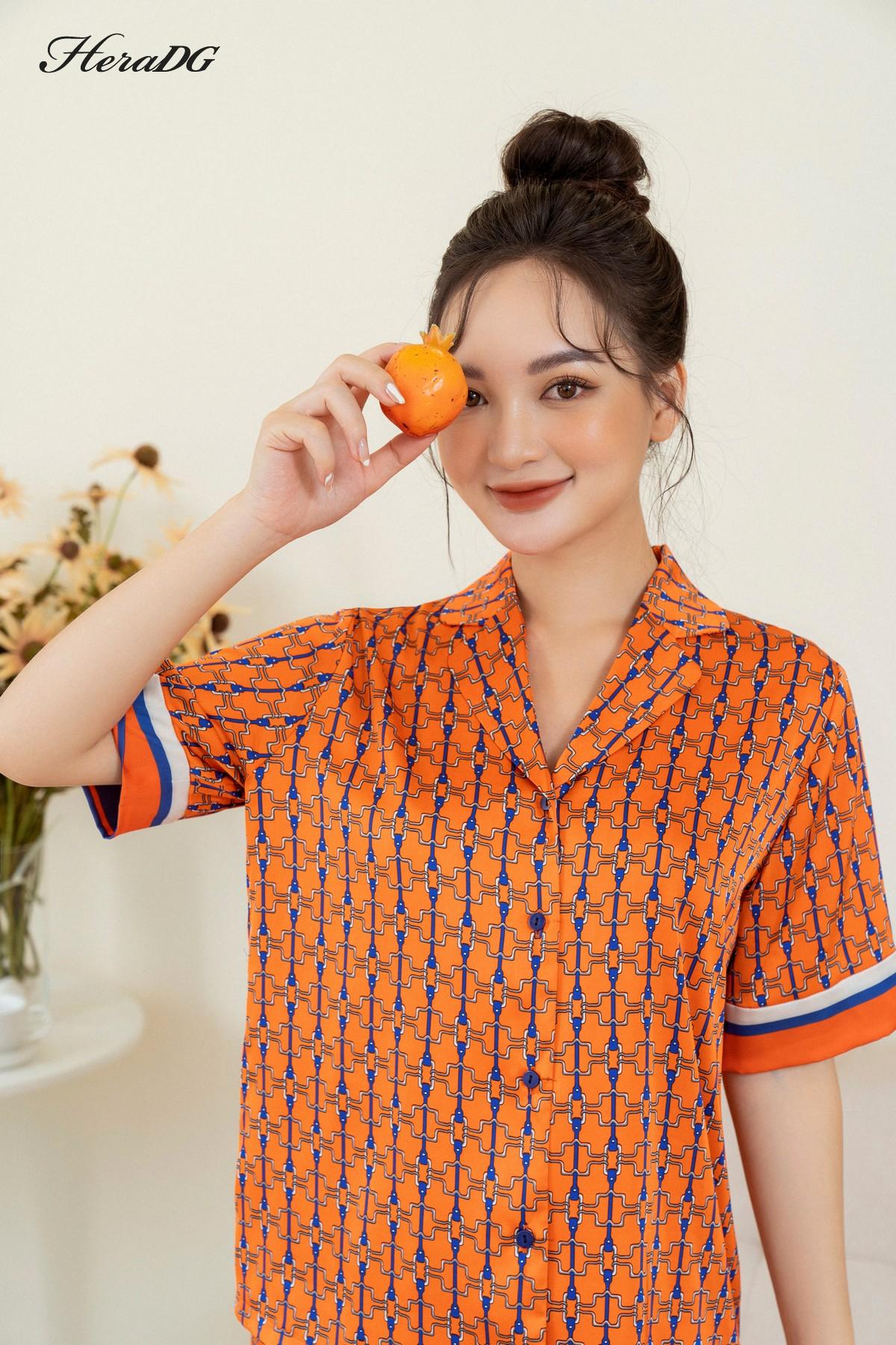 Bộ pijama ngắn tay can phối tay