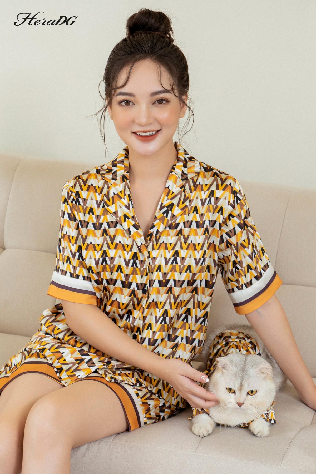 Bộ pijama ngắn tay can phối tay