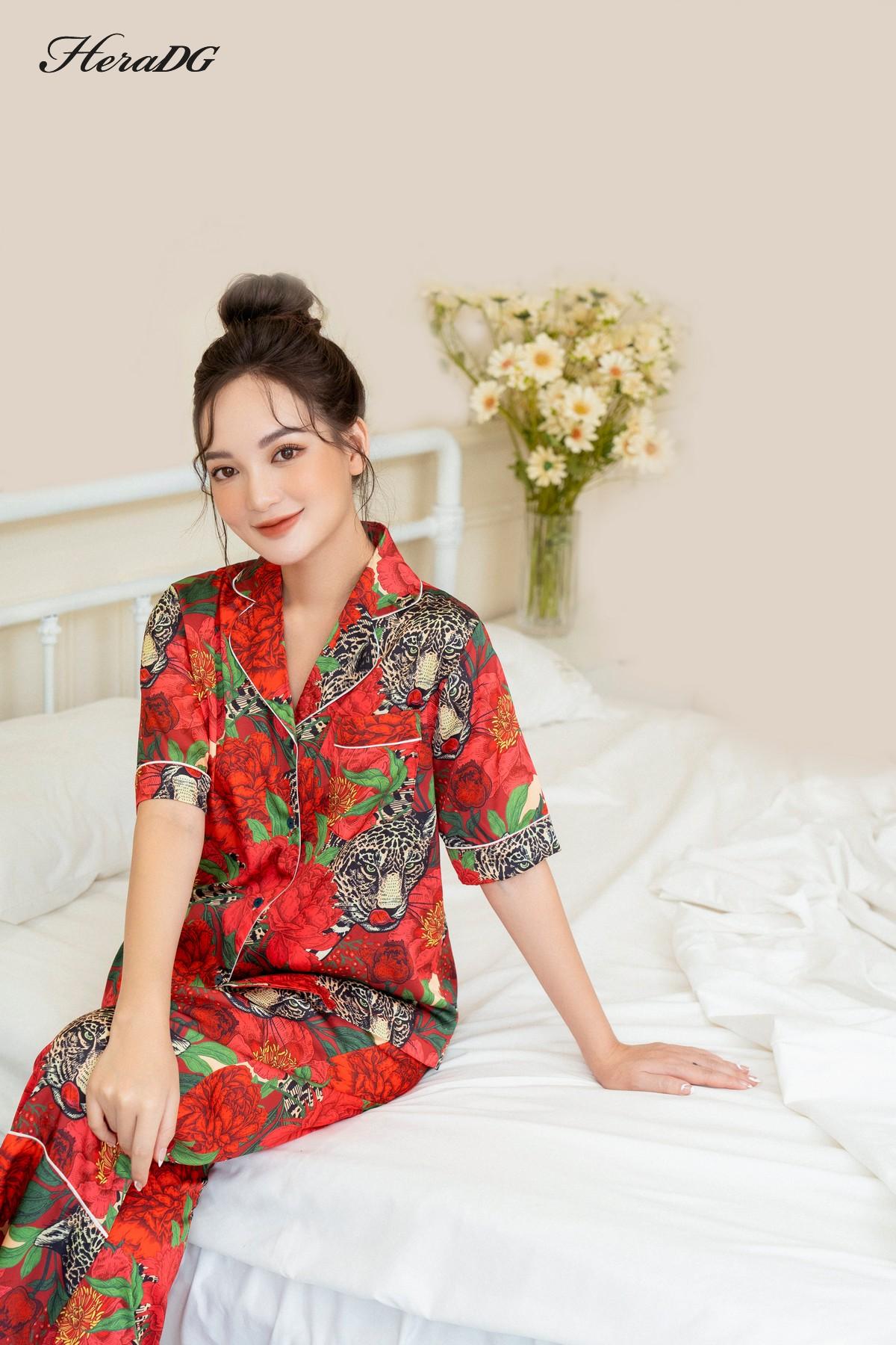 Bộ pijama ngắn tay lé vải phối