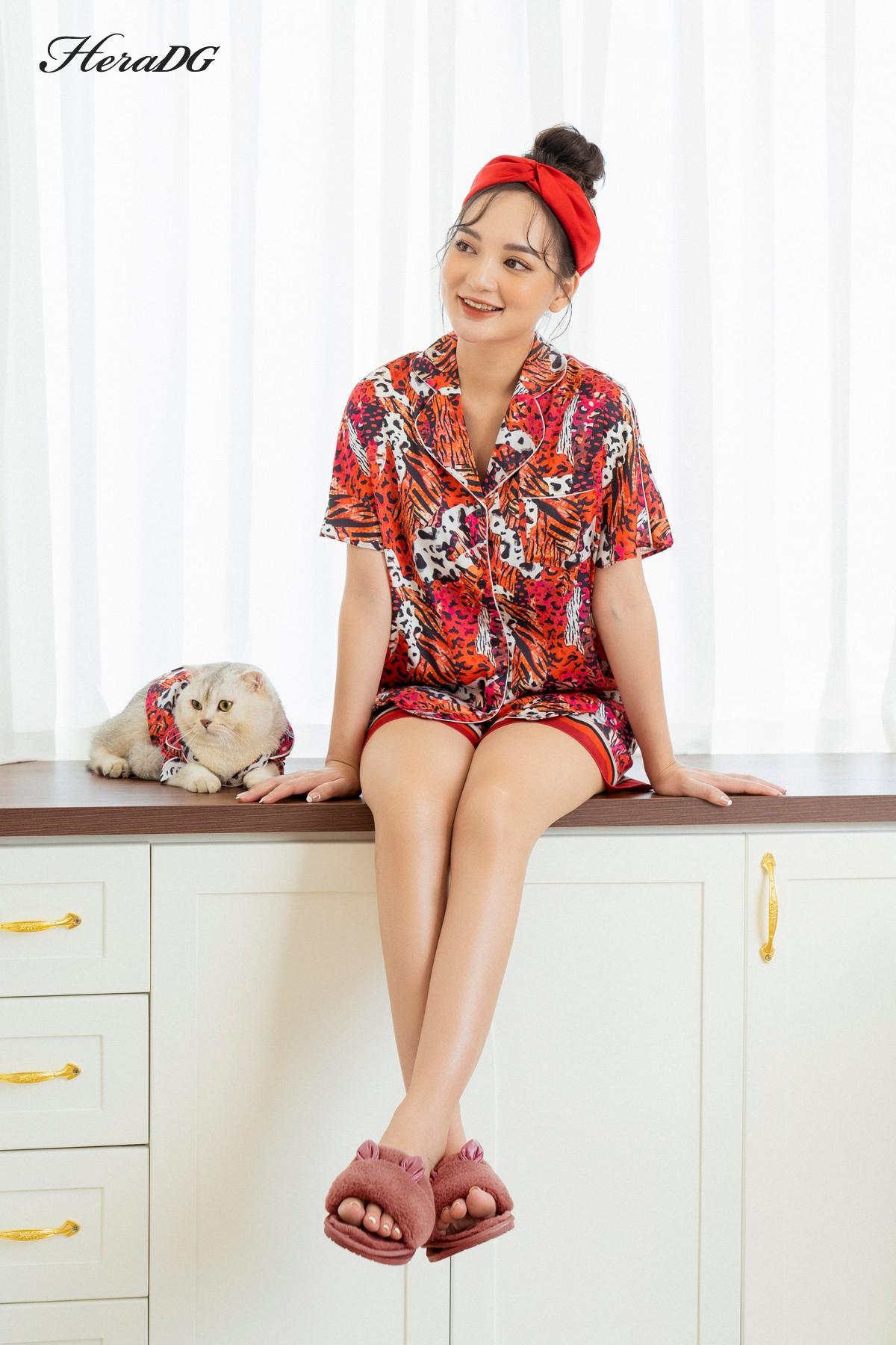 Bộ pijama ngắn tay lé vải phối