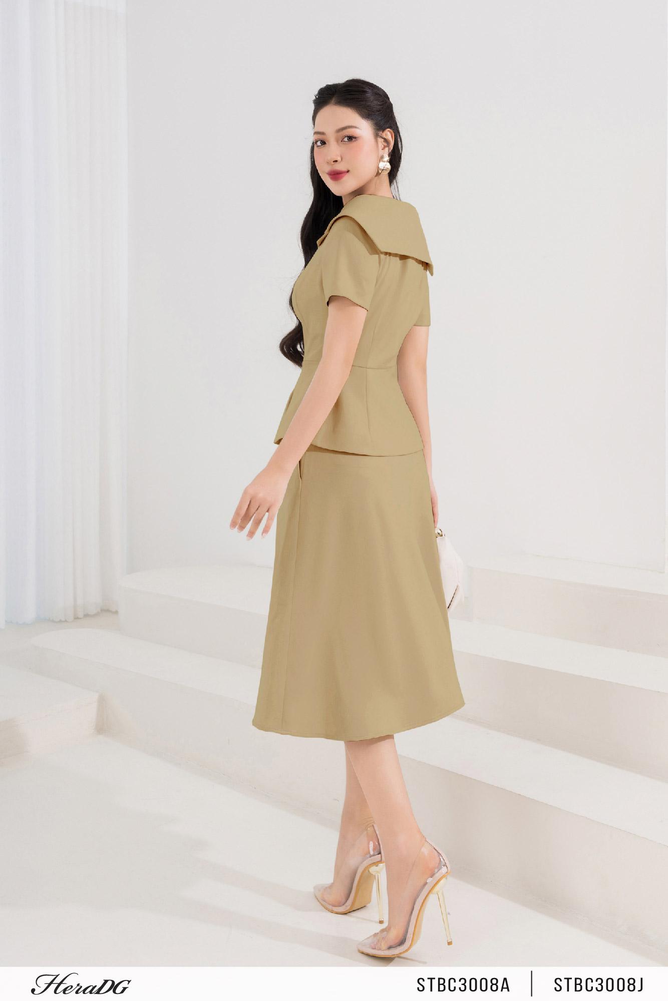 Áo peplum cổ bẻ