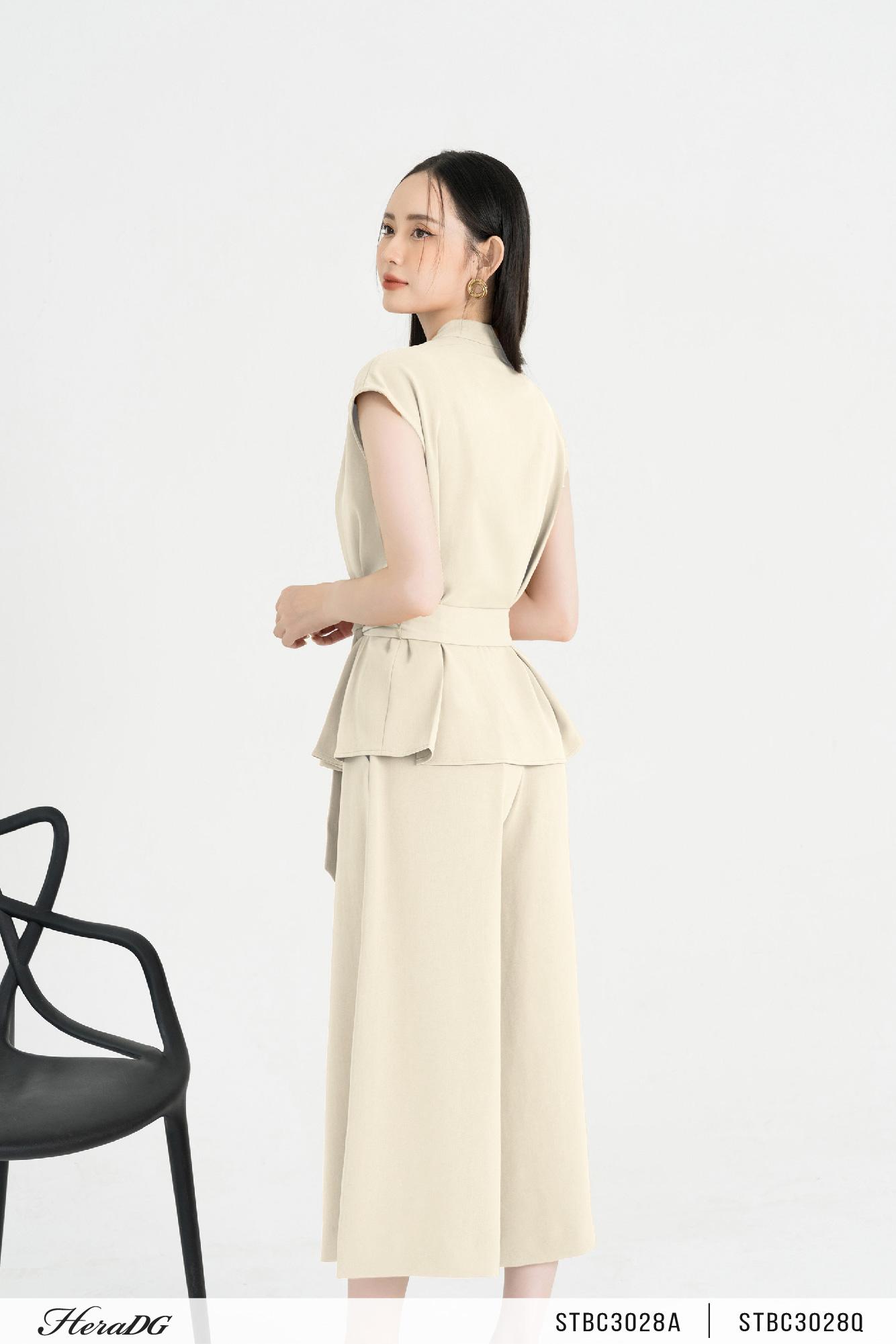 Áo kiểu cổ vát chéo, tay chờm