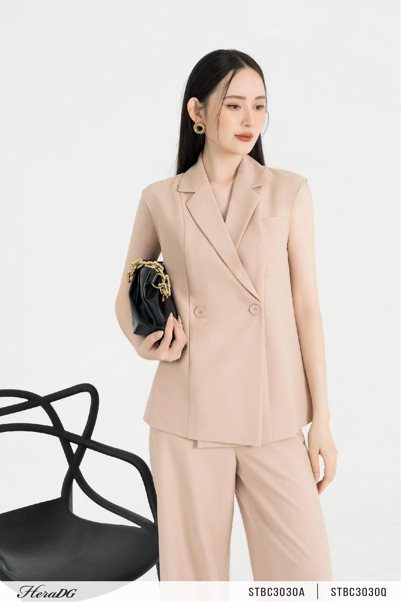 Quần suông cạp liền túi chéo