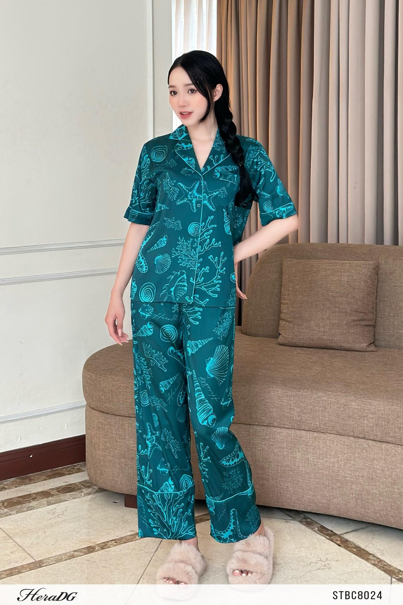 Bộ pyjama lé vải phối