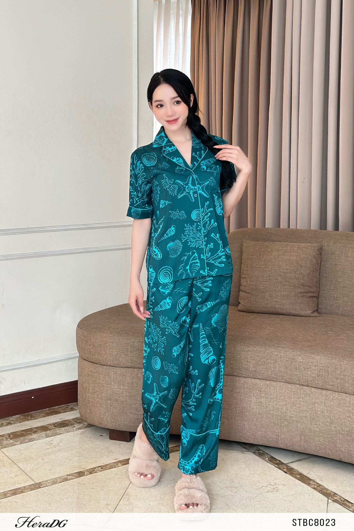 Bộ pyjama lé vải phối