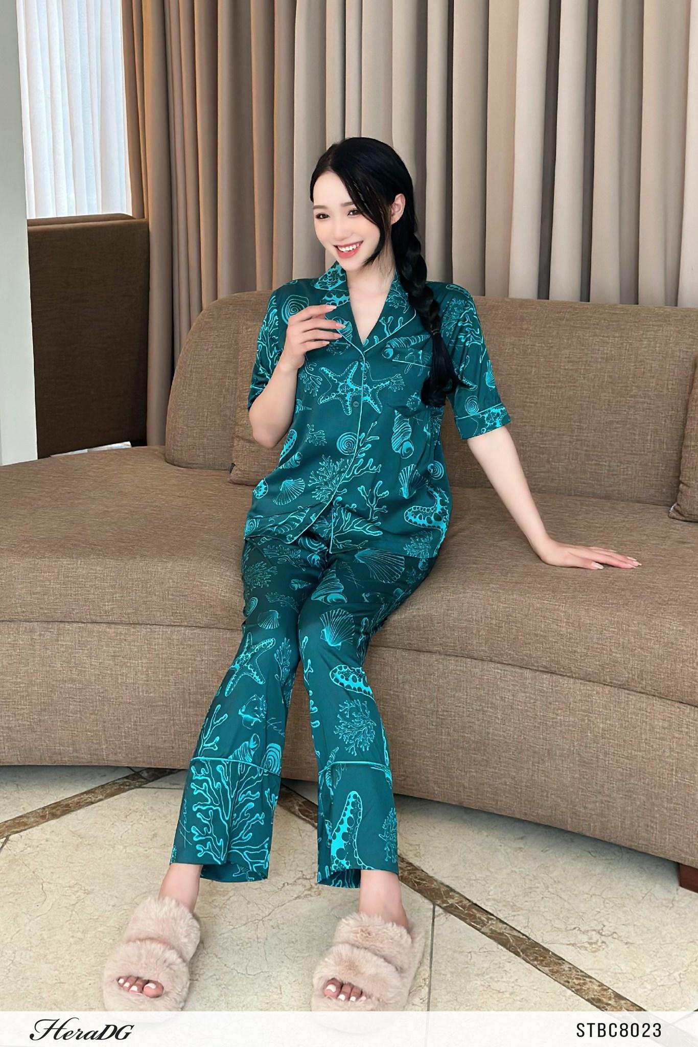 Bộ pyjama lé vải phối