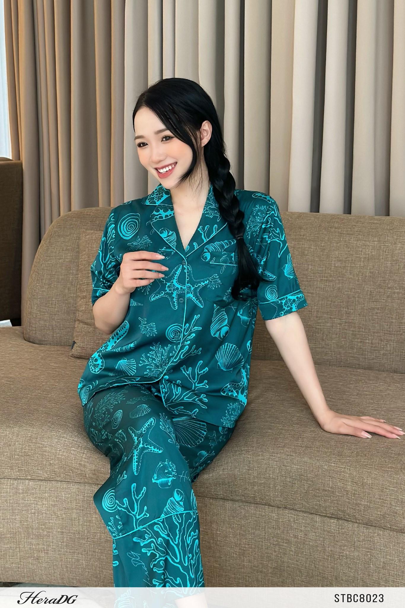 Bộ pyjama lé vải phối