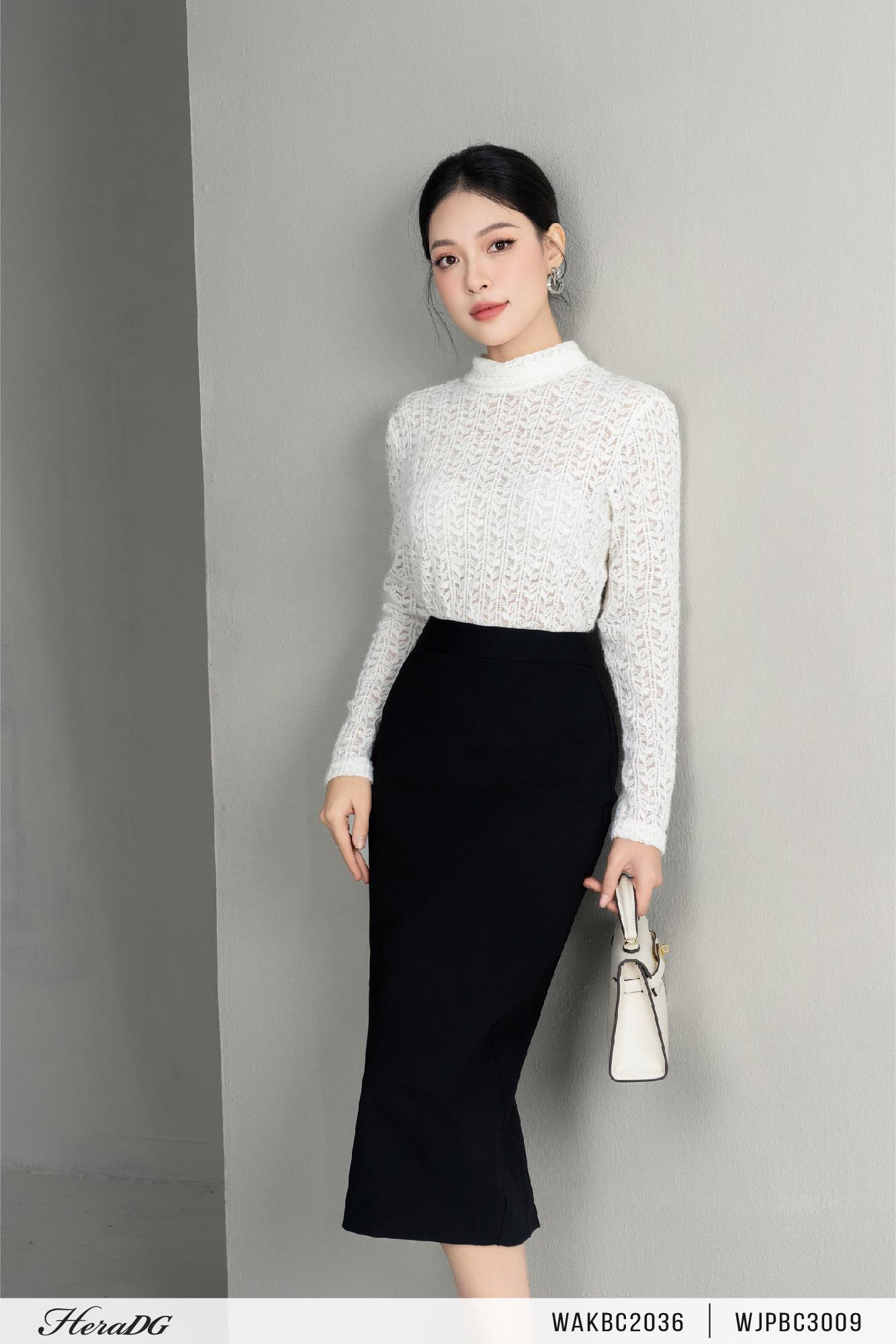 Áo len hoạ tiết lá