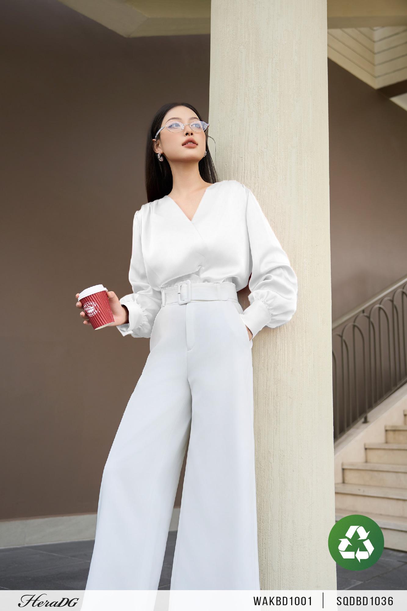 Áo kiểu xếp ly lệch