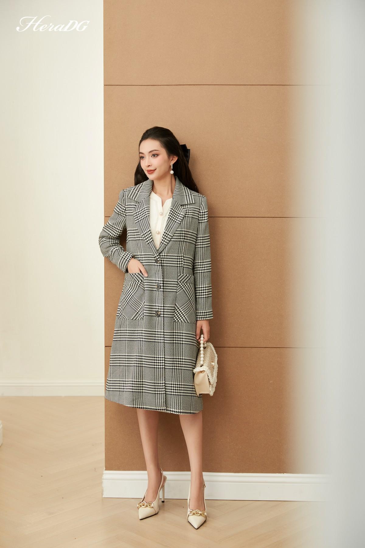 Áo khoác dáng dài cổ 2 ve