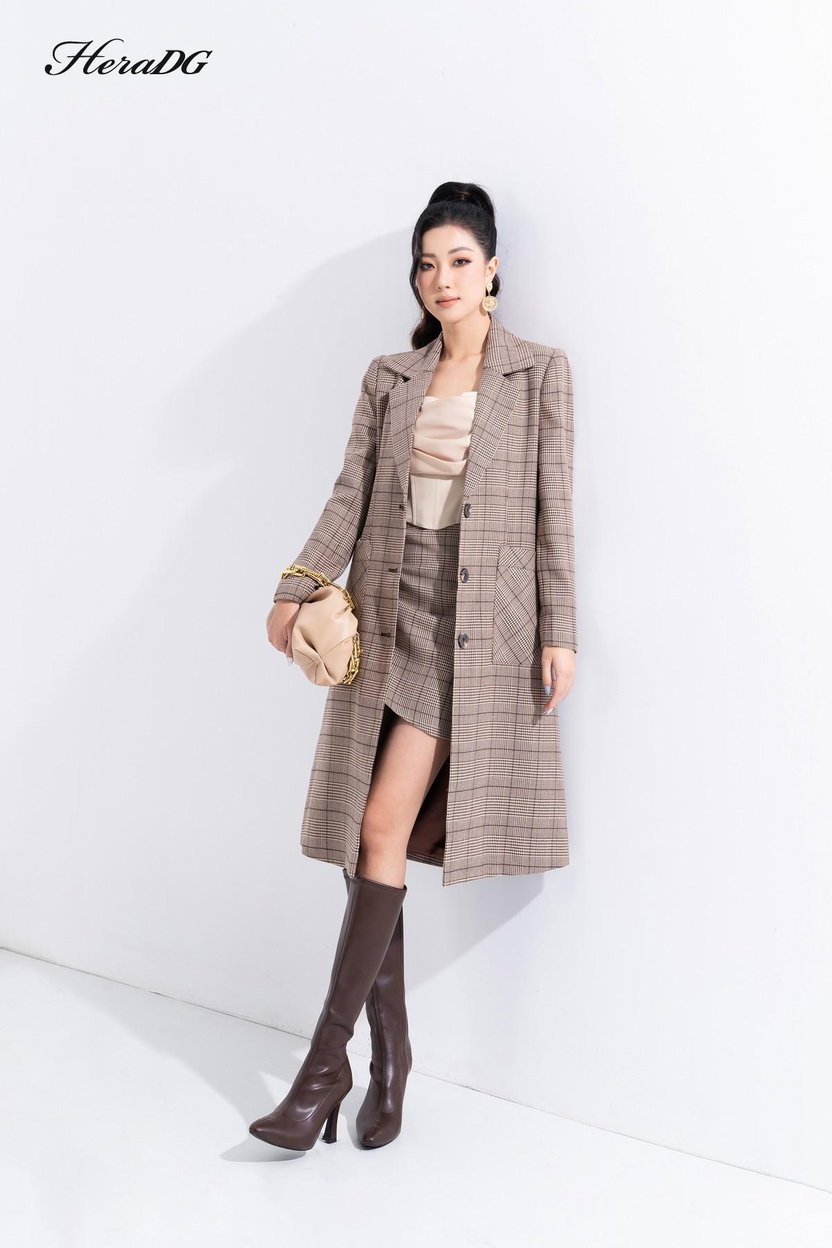 Áo khoác dáng dài cổ 2 ve