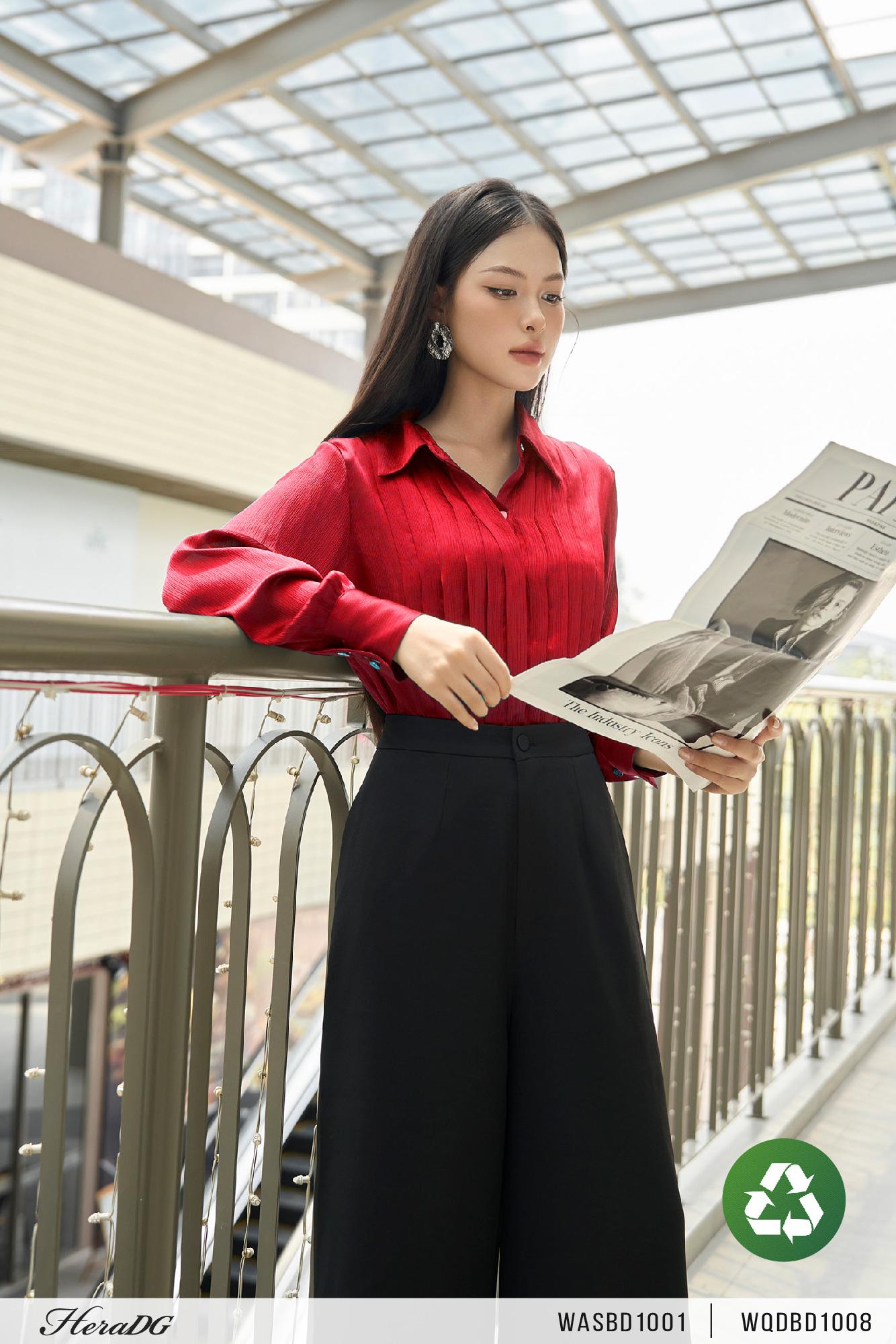 Áo sơ mi xếp ly lật