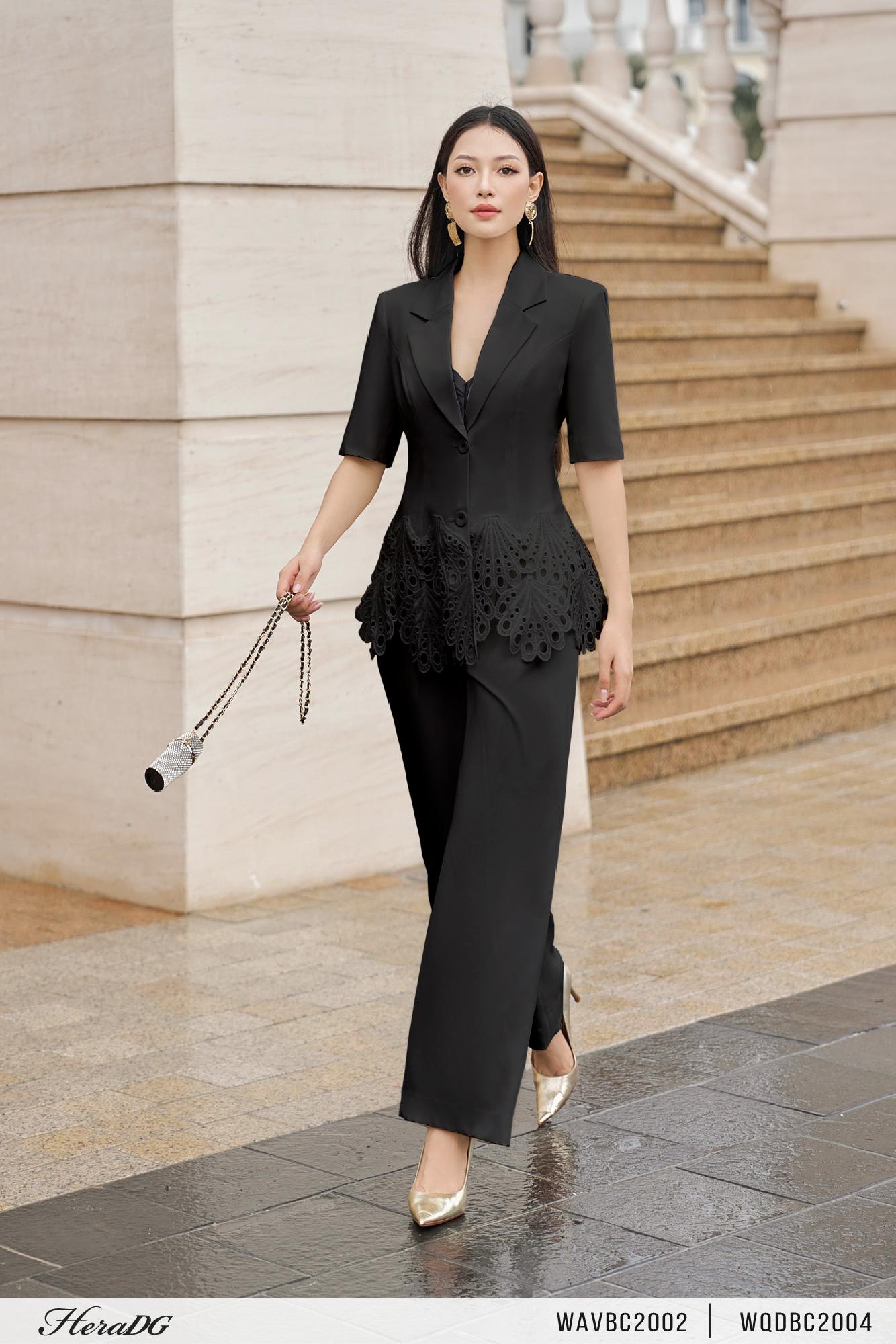 Áo vest cộc tay phối ren