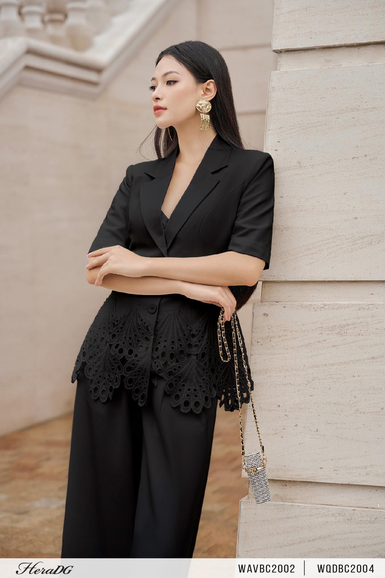 Áo vest cộc tay phối ren