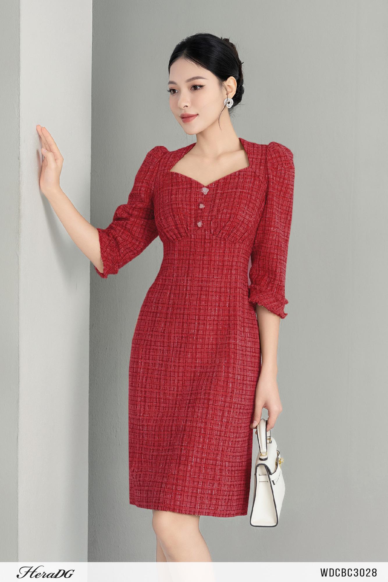 Đầm tweed dáng A