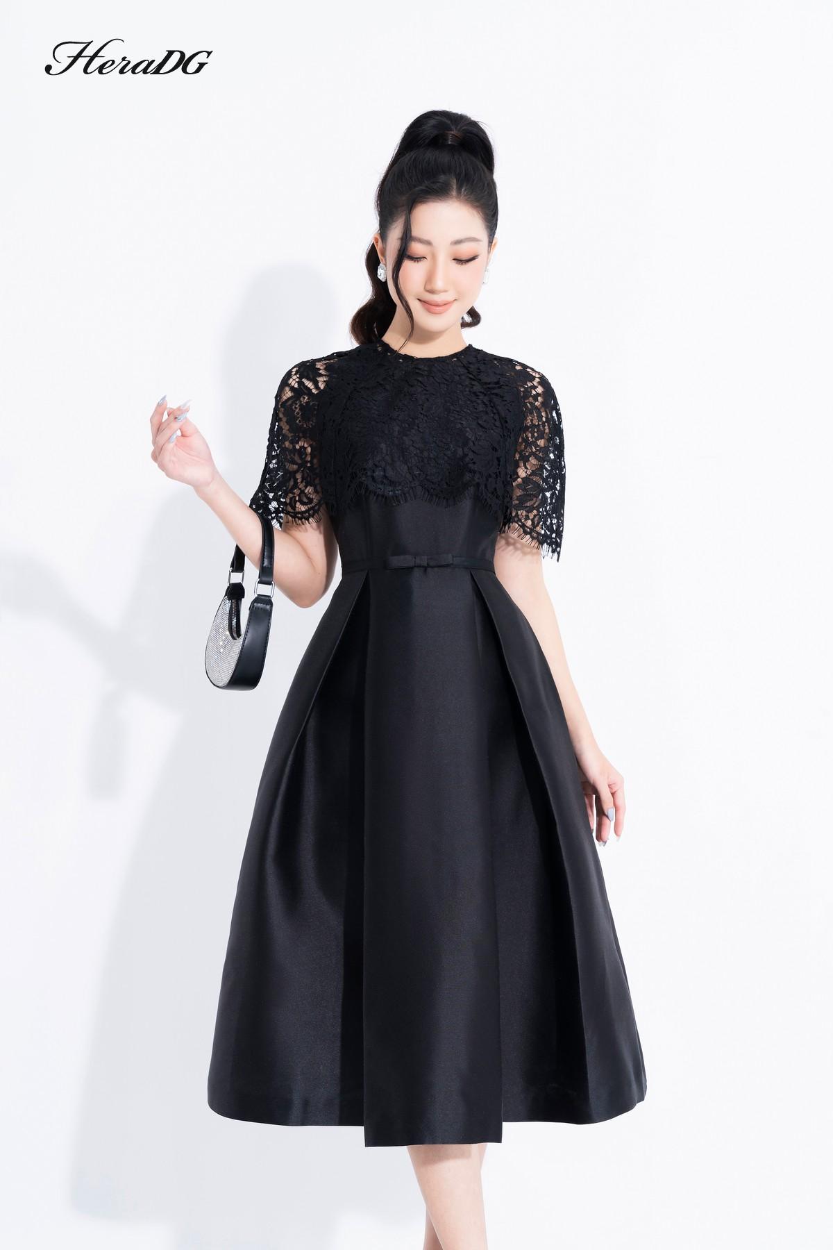 Đầm xoè phối cổ ren
