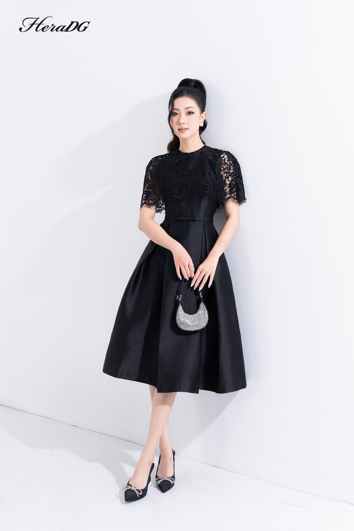 Đầm xoè phối cổ ren
