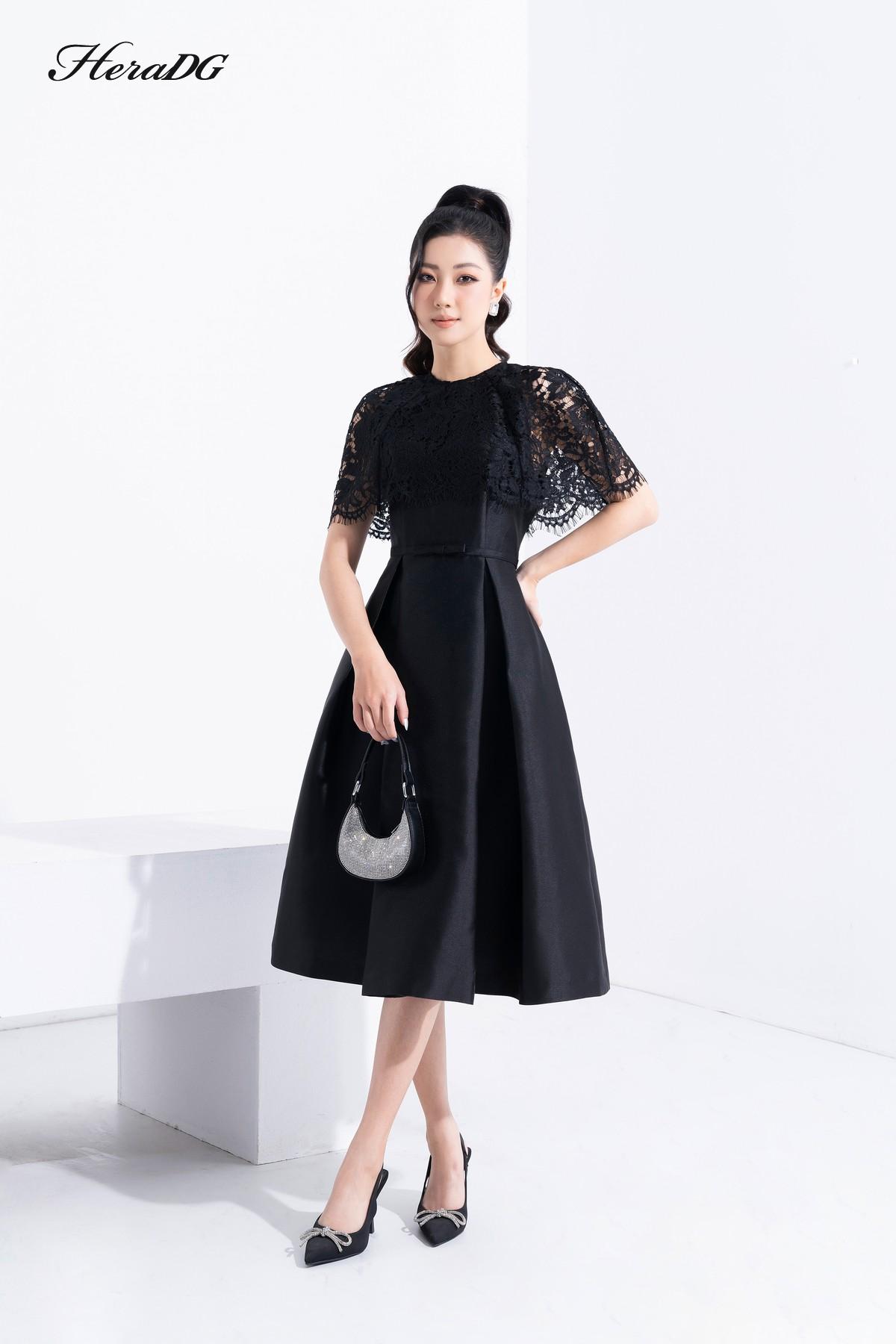 Đầm xoè phối cổ ren