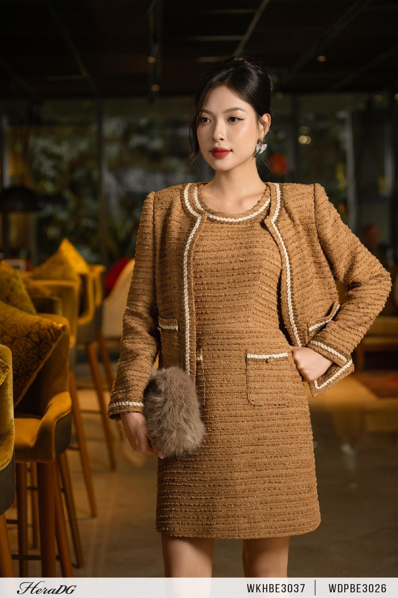 Đầm tweed sát nách