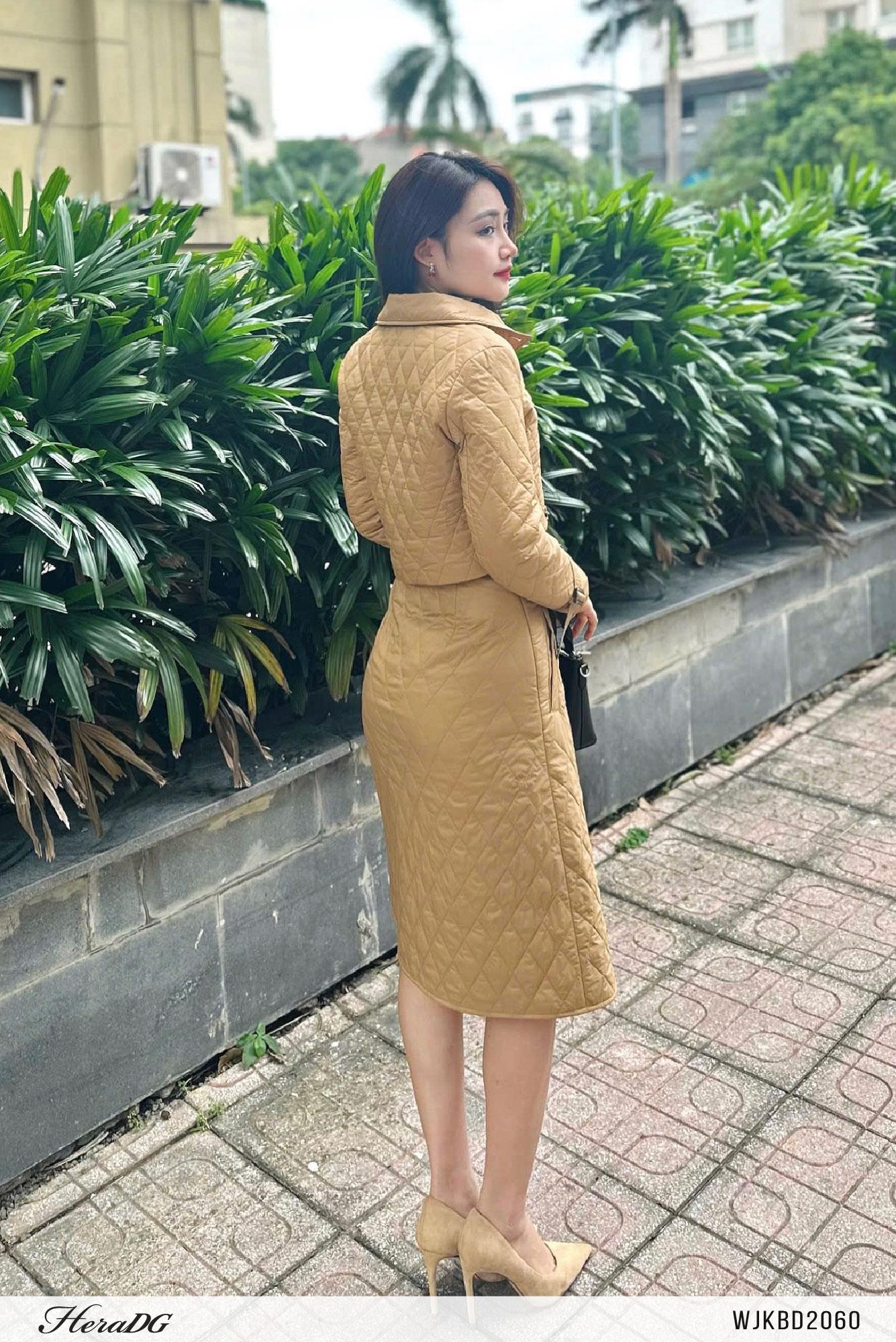 Set bộ áo phao dài tay, chân váy dài