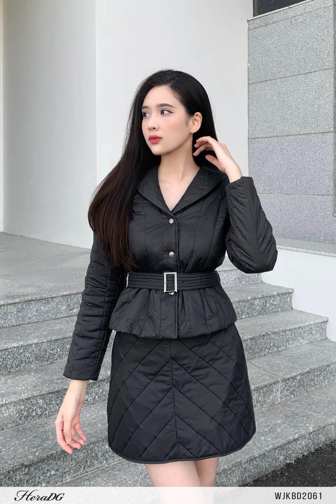 Set bộ áo phao dài tay, chân váy ngắn