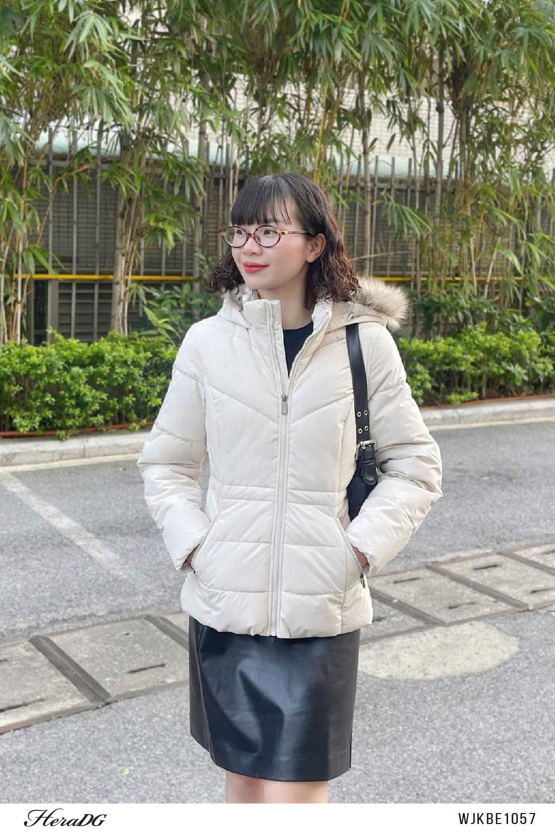 Áo phao 3 lớp dáng ngắn rút eo – Be – ảnh 11