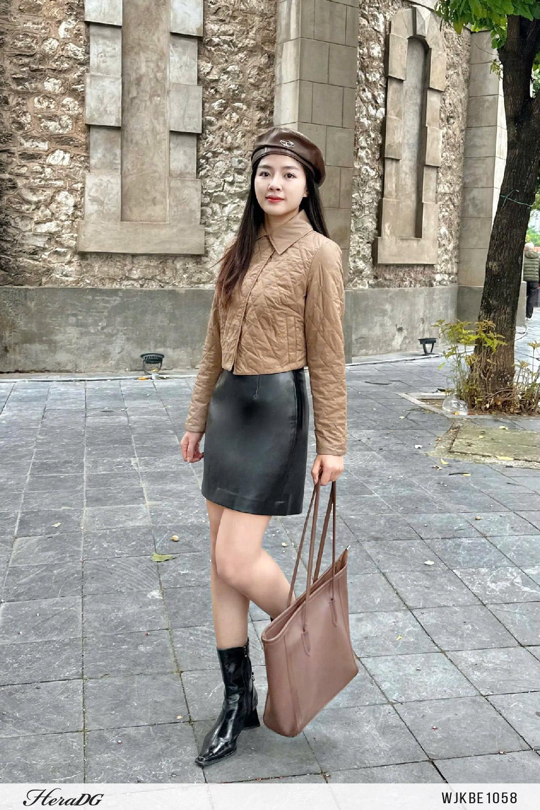 Áo phao 3 lớp dáng ngắn chun eo