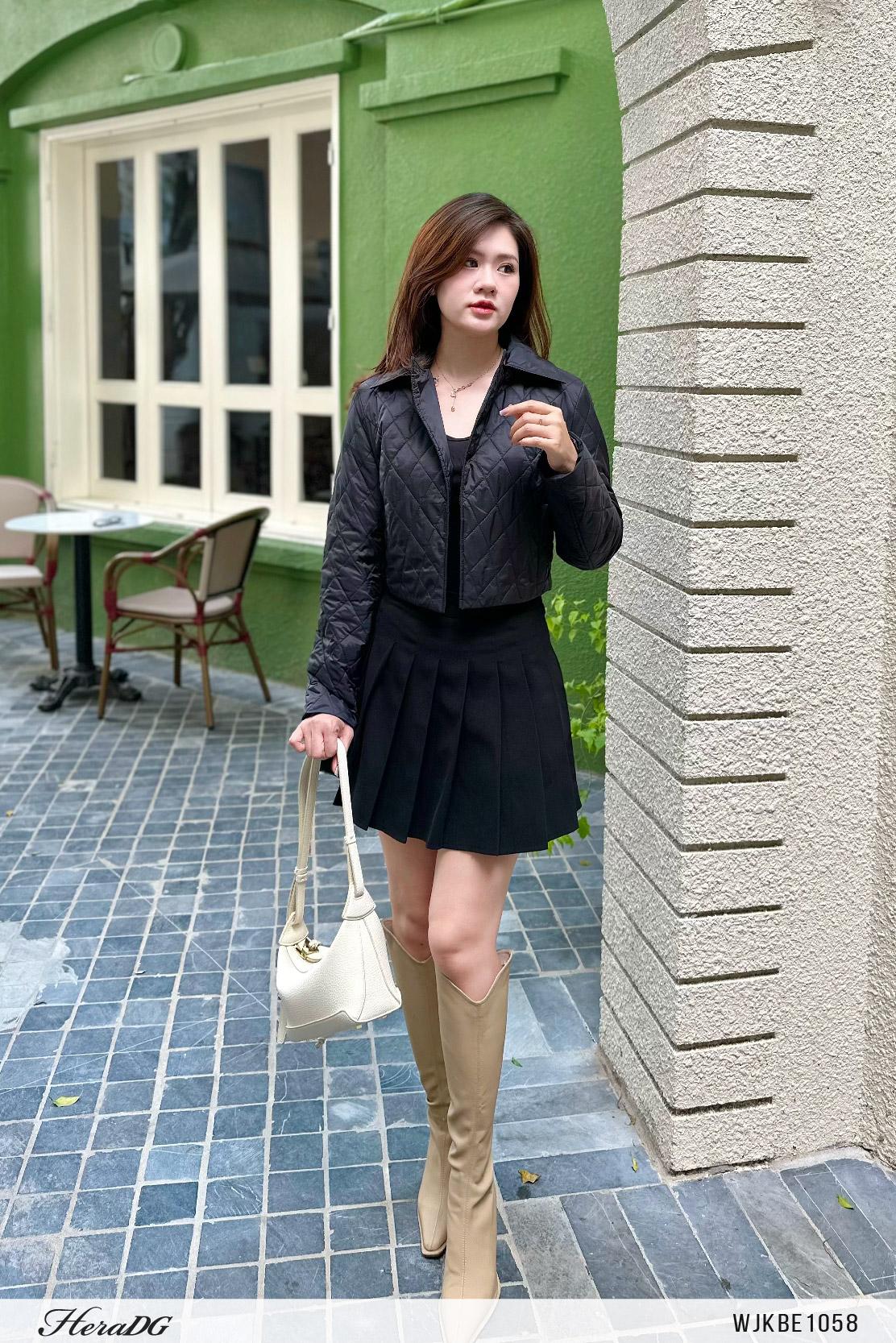 Áo phao 3 lớp dáng ngắn chun eo
