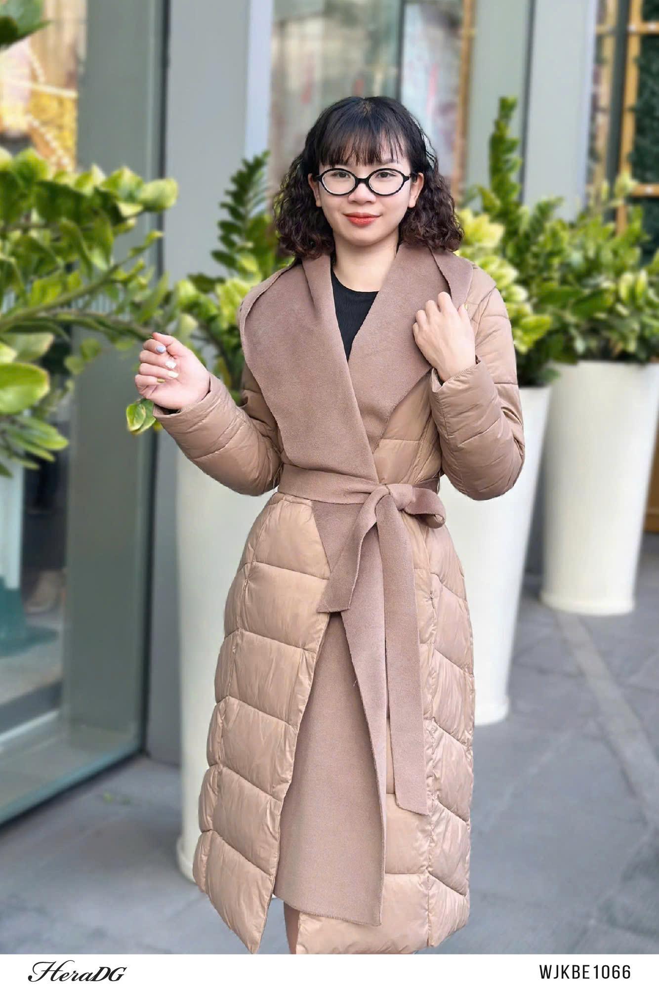 Áo phao 3 lớp dáng dài khăn liền mũ dạ