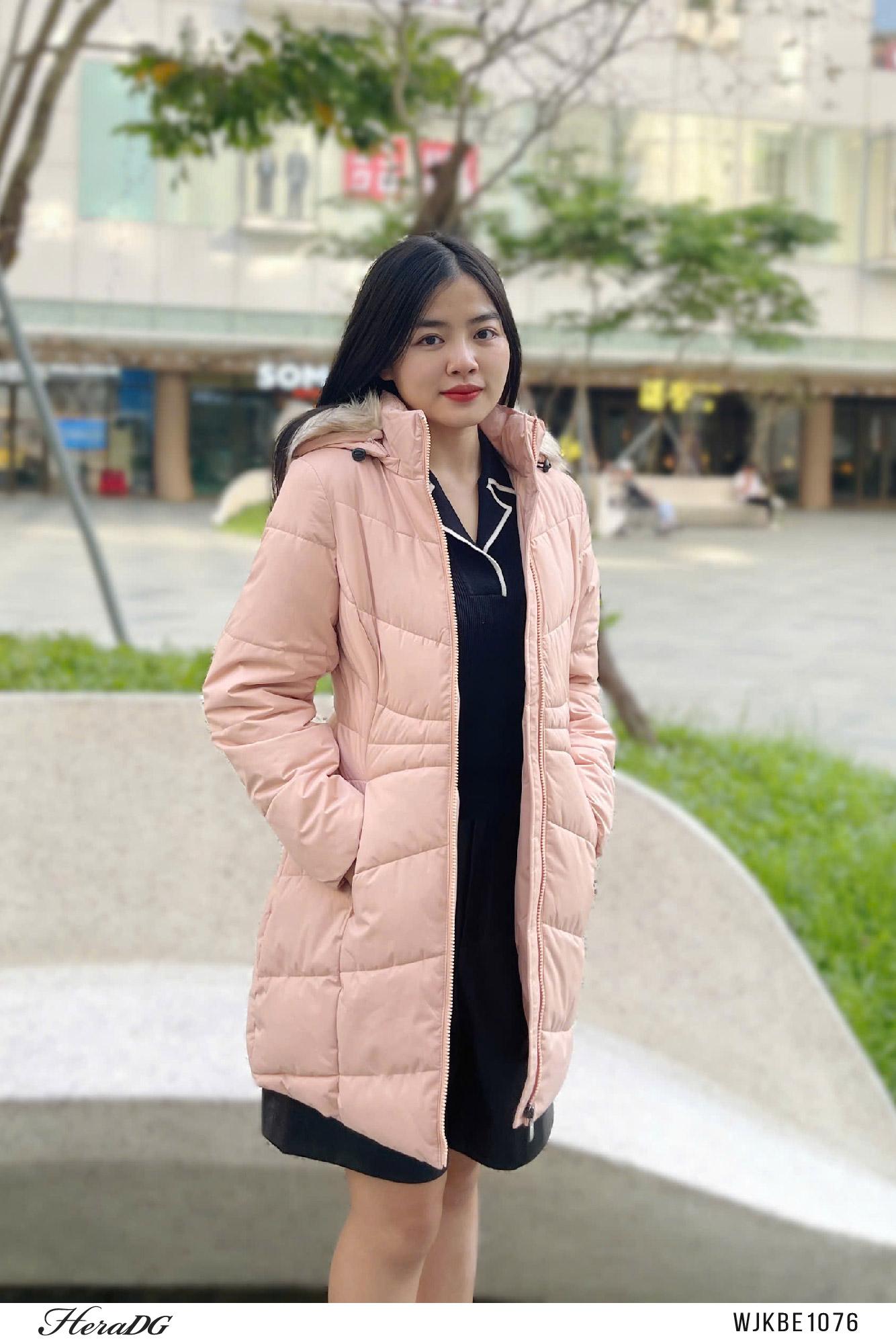 Áo phao 3 lớp dáng lỡ mũ lông tháo rời