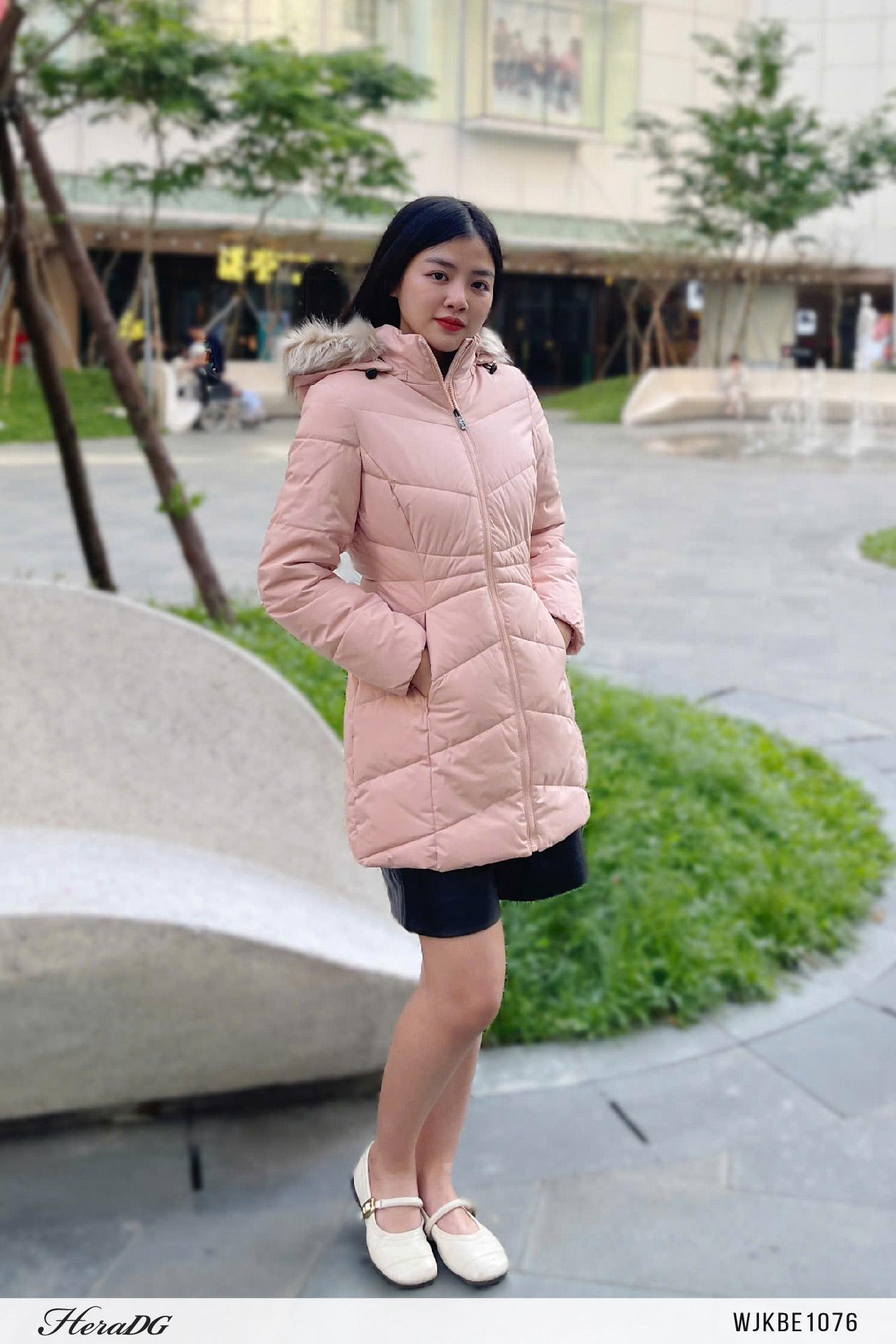Áo phao 3 lớp dáng lỡ mũ lông tháo rời