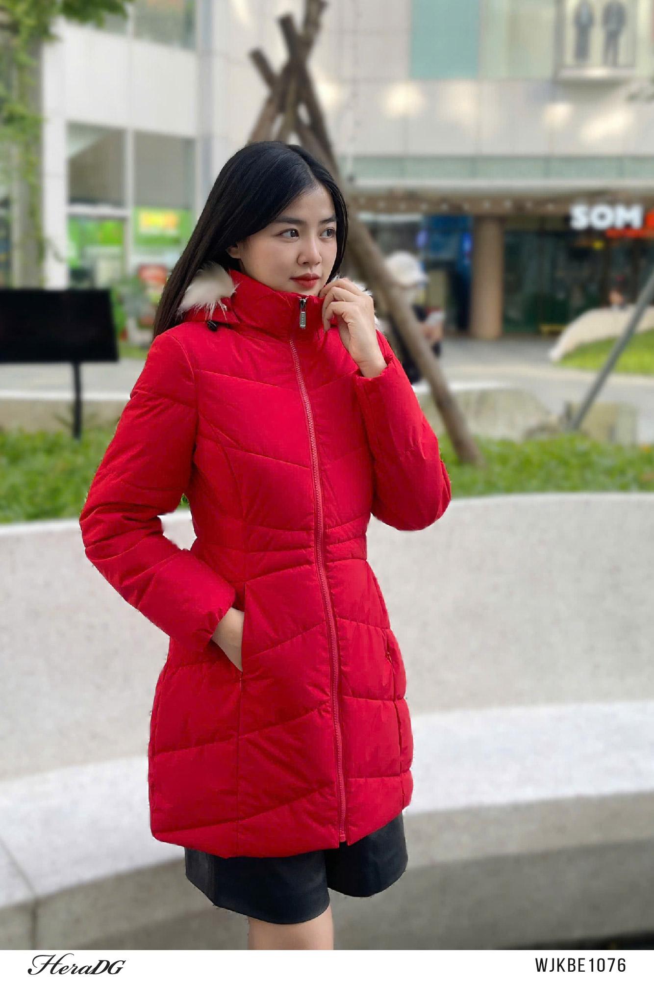 Áo phao 3 lớp dáng lỡ mũ lông tháo rời