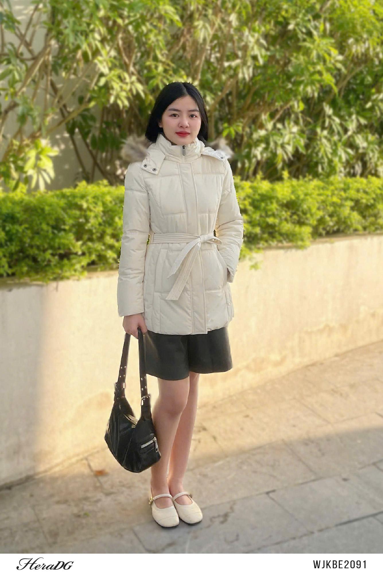 Áo phao 3 lớp dáng lỡ dây buộc eo