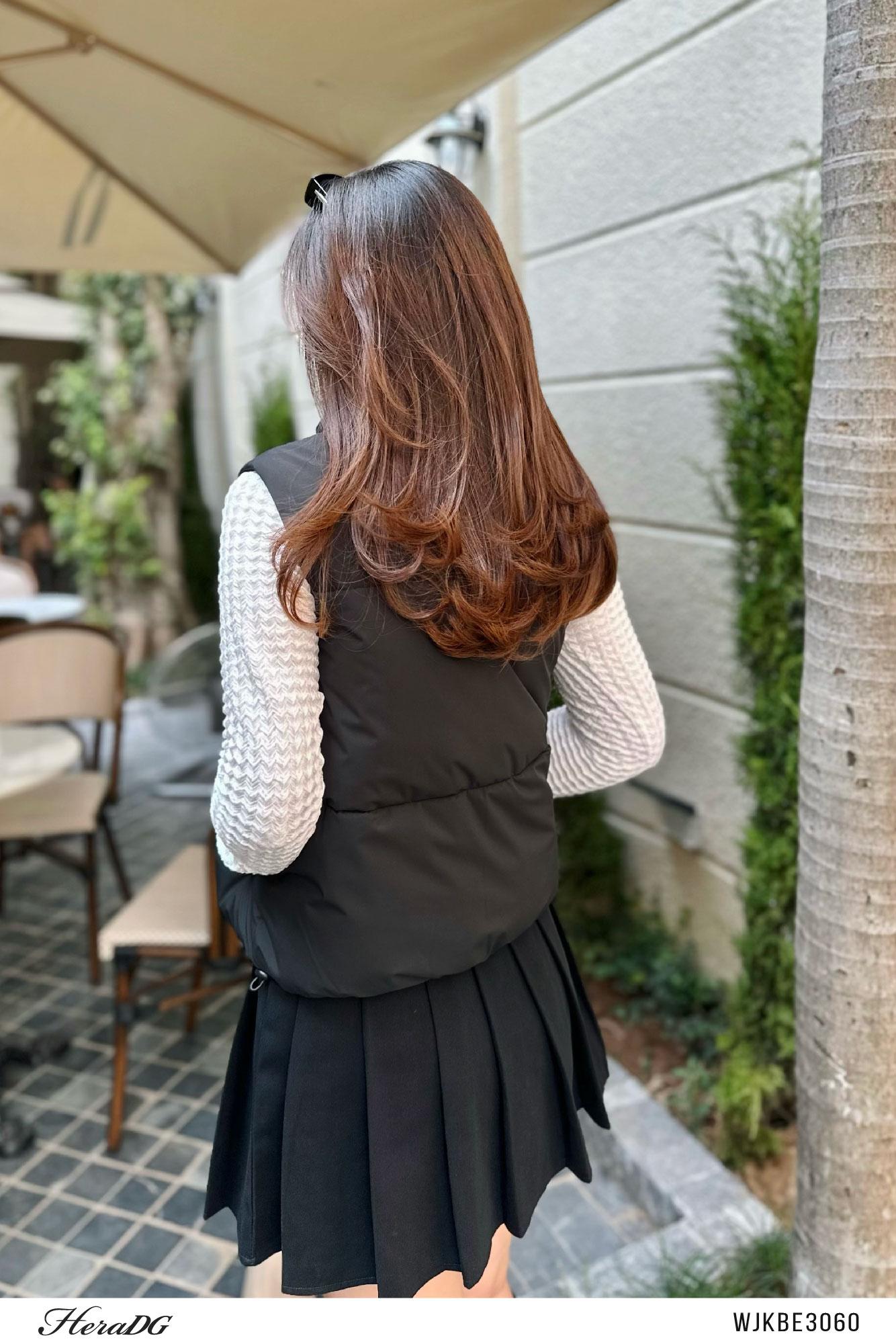 Áo phao 3 lớp dáng ngắn dây rút gấu