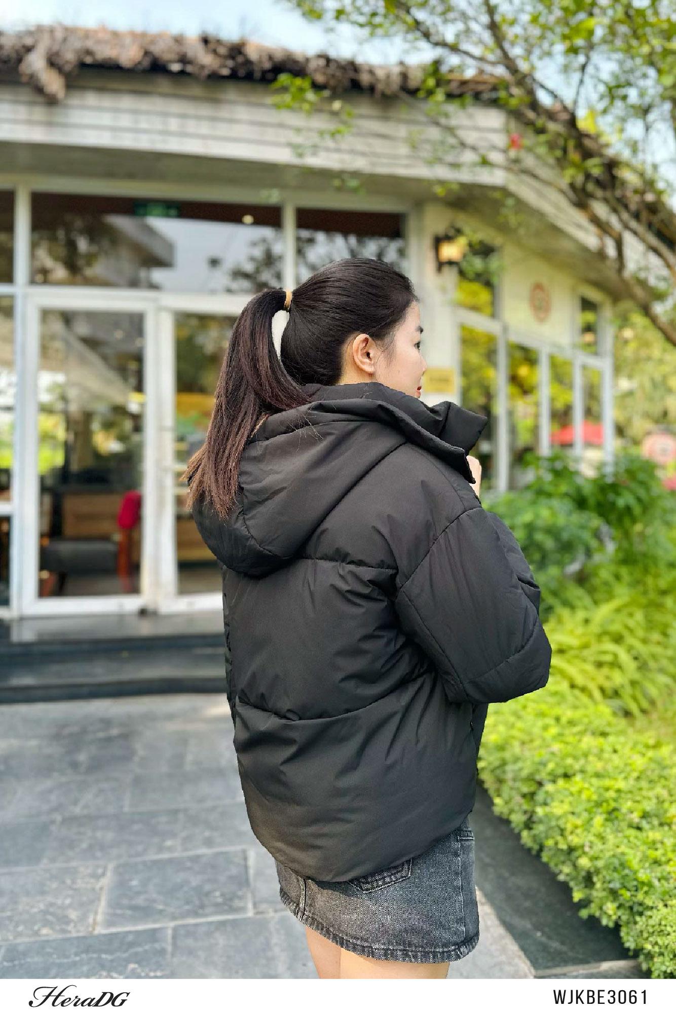 Áo phao 3 lớp dáng ngắn mũ rời