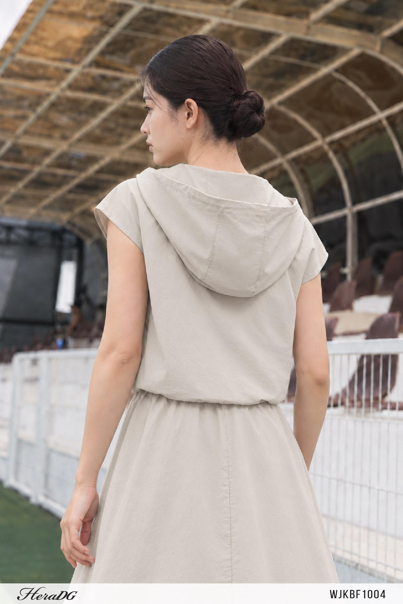 Set gió 2 lớp áo ngắn tay có mũ, chân váy xòe
