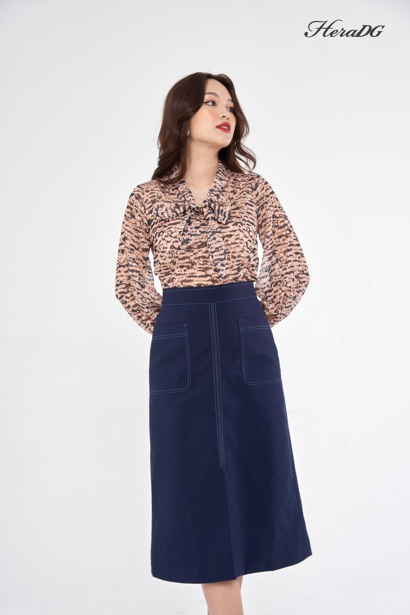 chân váy A xẻ trước